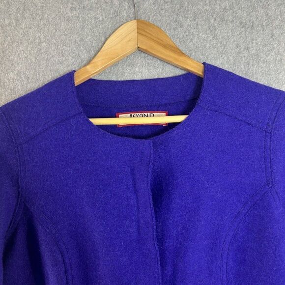 Womens Beyond Threads Small (?) Alpaca Wool Blue Purple Button Front Jacket Coat - Picture 4 of 15
